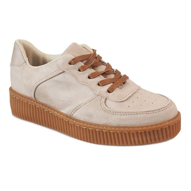 Creepers con lacci beige 7-K3568B 1
