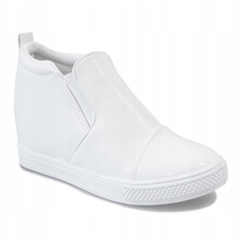 Sneakers bianche sulla zeppa DD409-2 bianca 1