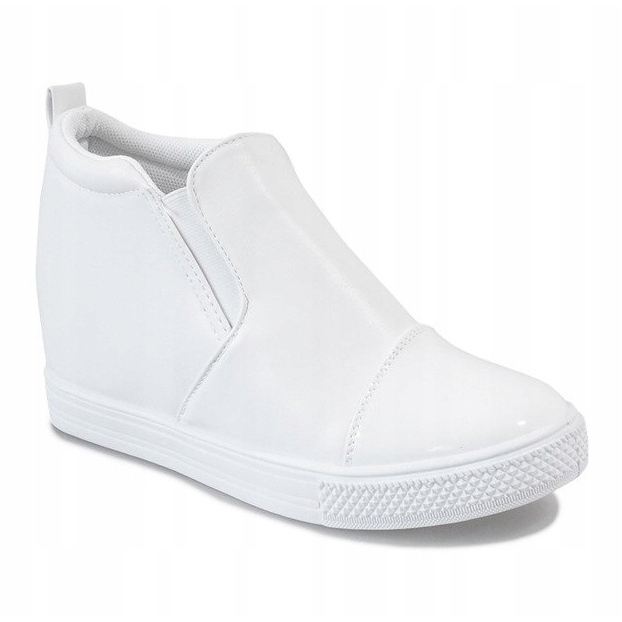 Sneakers bianche sulla zeppa DD409-2 bianca 1