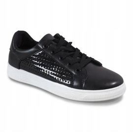 Sneakers nere traforate 6738-Y nero 1