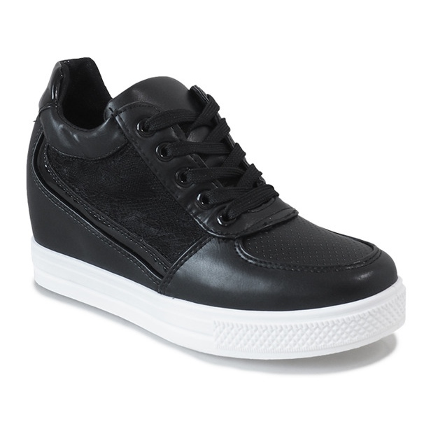 Sneakers nere con zeppa con laccio MY562 nero 1