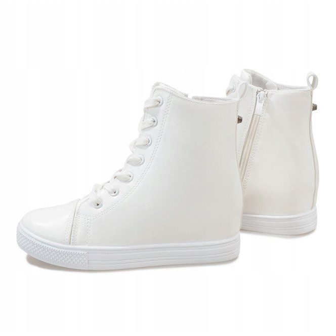 Sneakers bianche sulla zeppa DD476-2 bianco 1