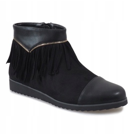 Stivali neri con frange di boho TL-19 nero 1