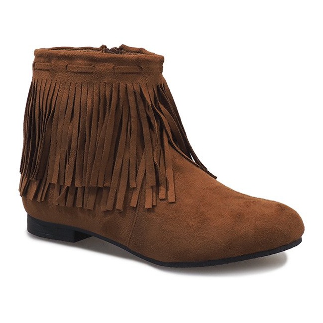 Stivali cammello con frange boho LM-656 marrone 1