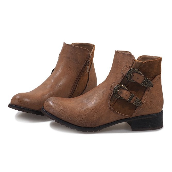 Stivaletti cammello con fibbie 2993 marrone 1