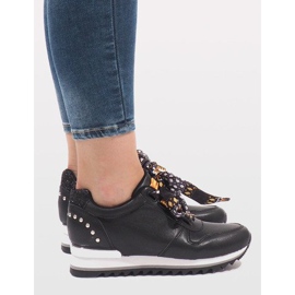 Sneakers sportive nere sulla zeppa G-124 nero 2