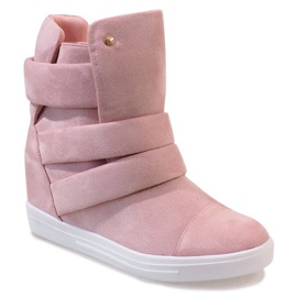 Sneakers rosa con zeppa H6508-11 1