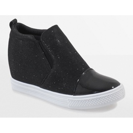 Sneakers nere sulla zeppa DD410-4 nero 1