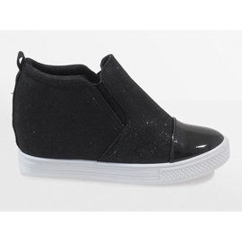 Sneakers nere sulla zeppa DD410-4 nero 2
