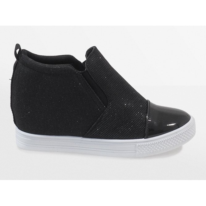 Sneakers nere sulla zeppa DD410-4 nero 2