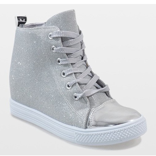 Sneakers argento sulla zeppa DD385-2 grigio 1