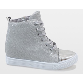 Sneakers argento sulla zeppa DD385-2 grigio 2
