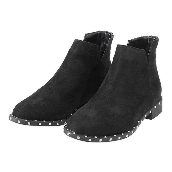 Stivali in camoscio nero con borchie 3283-1 2
