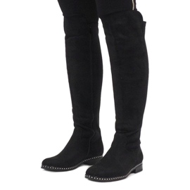 Stivali in camoscio nero con borchie H305 1