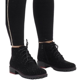 Stivaletti in camoscio nero con paillettes 1013 1
