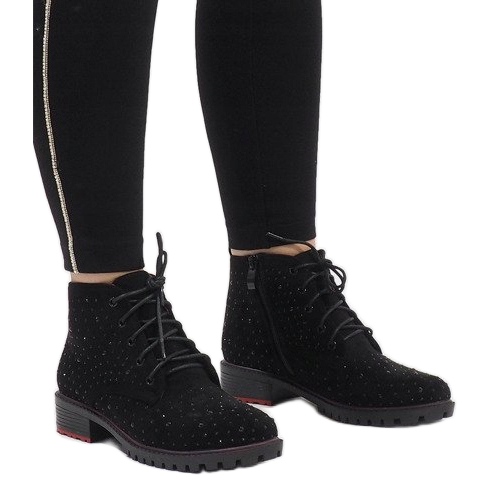 Stivaletti in camoscio nero con paillettes 1013 1