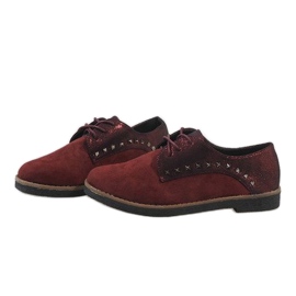 Scarpe stringate rosse con borchie LX155 rosso 1