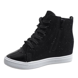Sneakers nere sulla zeppa DD385-4 nero 1
