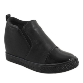 Sneakers nere sulla zeppa DD409-1 nero 1