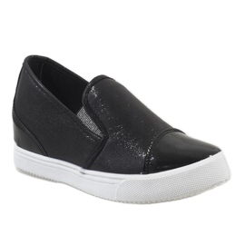 Sneakers nere sulla zeppa DD436-1 nero 1