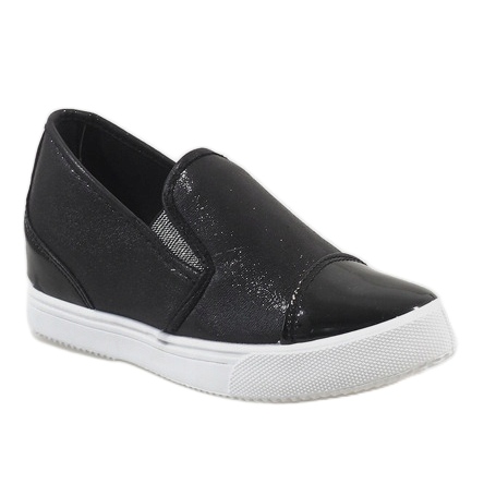Sneakers nere sulla zeppa DD436-1 nero 1