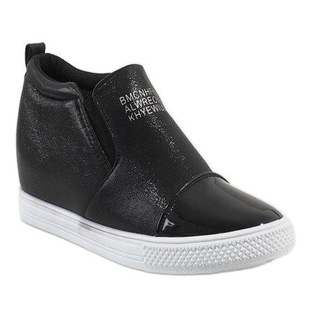 Sneakers nere sulla zeppa DD392-4 nero 1