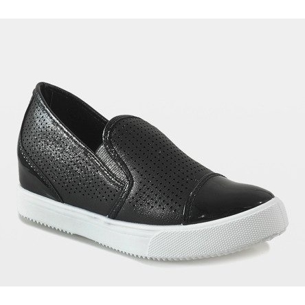 Sneakers nere sulla zeppa DD439-1 nero 1