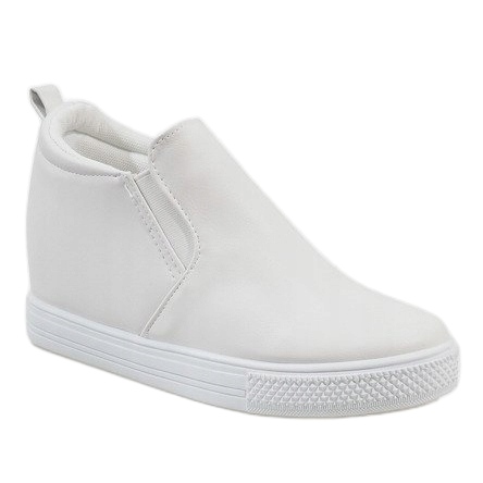 Sneakers bianche sulla zeppa DD384-2 bianca 1