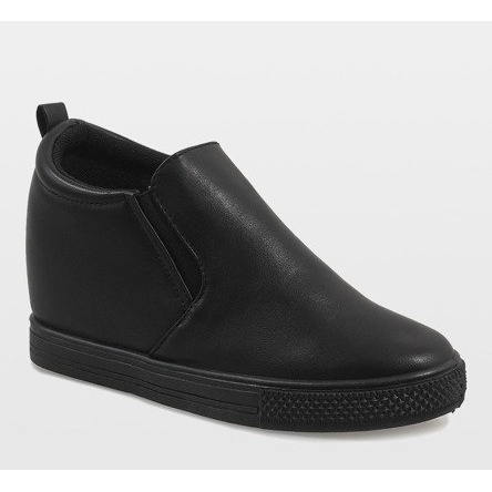 Sneakers nere sulla zeppa DD384-1 nero 1