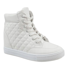 Sneakers bianche con zeppe trapuntate DD478-2 bianca 1