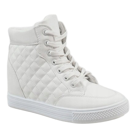 Sneakers bianche con zeppe trapuntate DD478-2 bianca 1