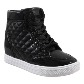 Sneakers nere con zeppa trapuntata DD478-1 nero 1