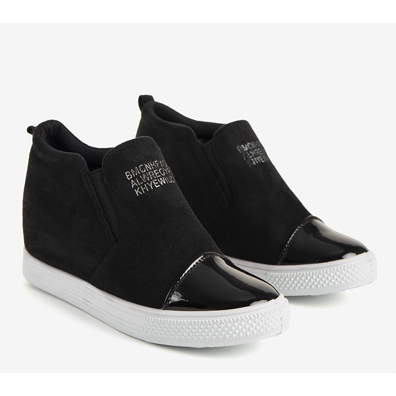 Sneakers nere sulla zeppa DD394-4 nero 1