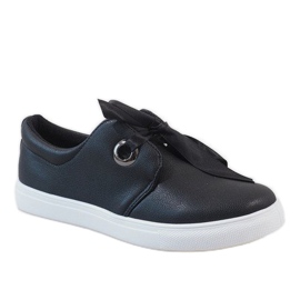 Sneakers nere con fiocco 3057-1 nero 1