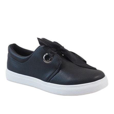 Sneakers nere con fiocco 3057-1 nero 1
