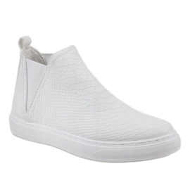Sneakers alte bianche in pelle di serpente LT1599 bianca 1