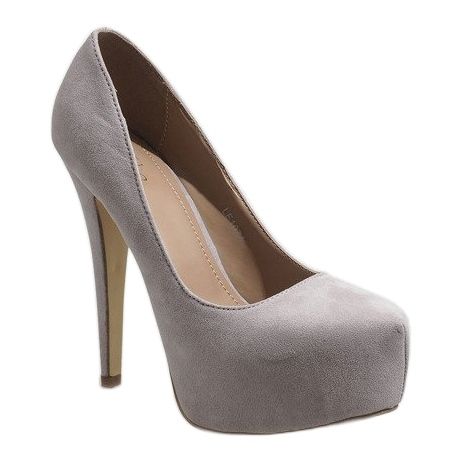 Plateau in camoscio grigio su tacco LE107A 1