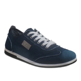 Sneakers da uomo in denim nero A9501 blu navy 1