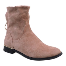 Stivali in camoscio rosa con cerniera J905 1