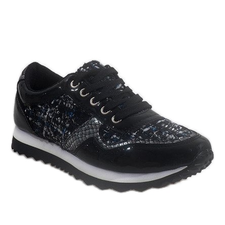 Sneakers sportive nere con zeppa R-41 nero 1