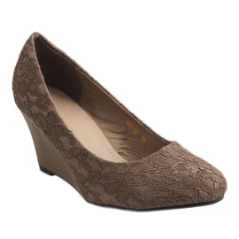 Décolleté con zeppa color kaki 999-32 cachi 1