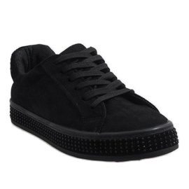 Sneaker stringate nere BS098 nero 1