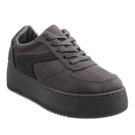 Sneakers grigie sulla piattaforma B318-21 grigio 1