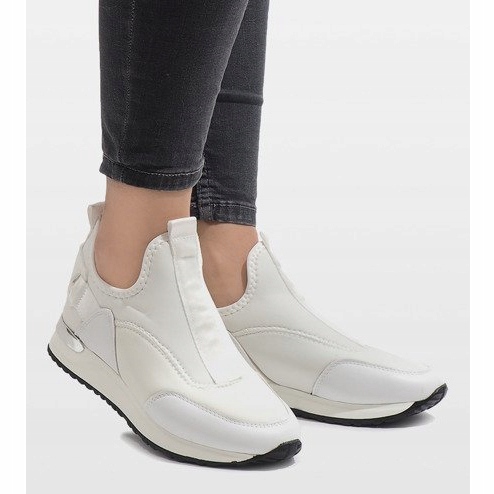 Sneakers bianche in lycra R-403 bianco 2