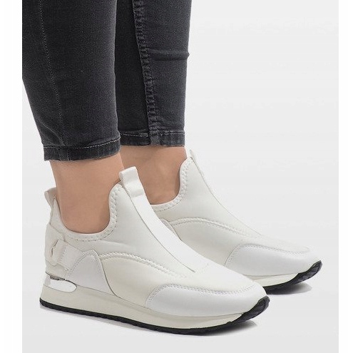 Sneakers bianche in lycra R-403 bianco 1