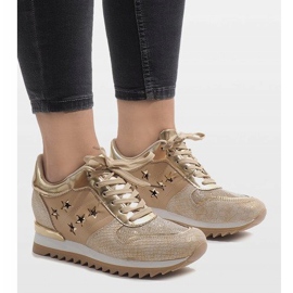 Sneakers dorate sulla zeppa G-127 d'oro 1