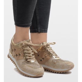 Sneakers dorate sulla zeppa G-127 d'oro 2