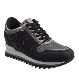 Sneakers nere con zeppa G-127 nero 1