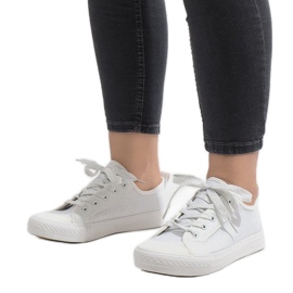 Sneakers bianche glitterate BOK-1138 bianco 1