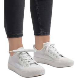 Sneakers bianche glitterate BOK-1138 bianco 2